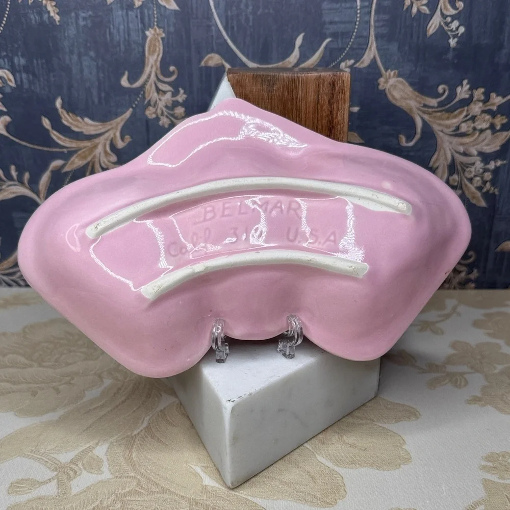 Vintage Set Of 4 Valley Vista Calif. Pink Glazed Strawberry Dish 8.75” x 5.5”